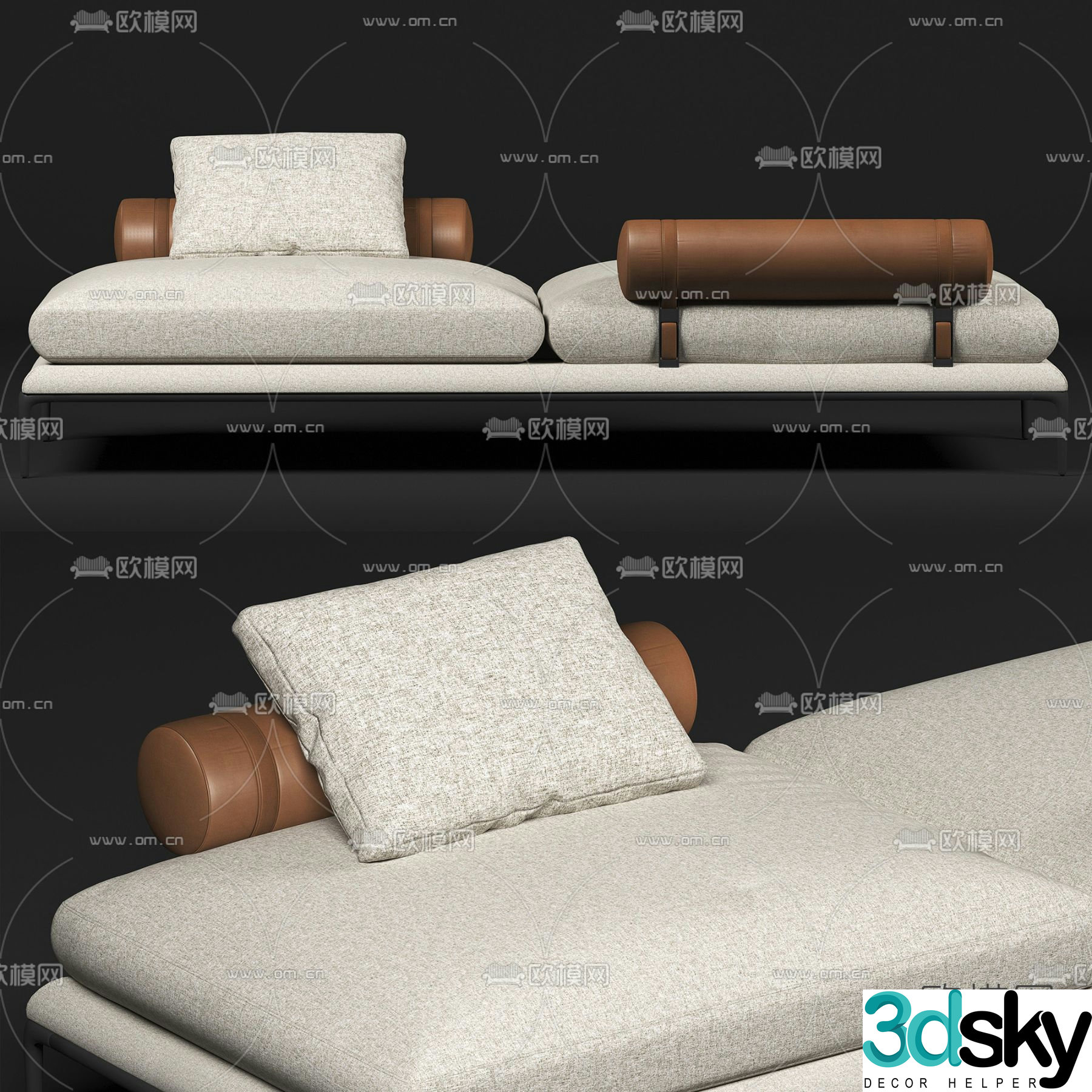 B&B italia modern fabric double sofa 3d model