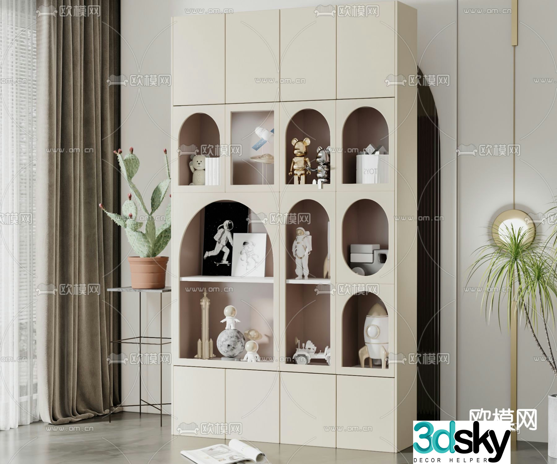 Modern paint multifunctional children’s cabinet 3D model