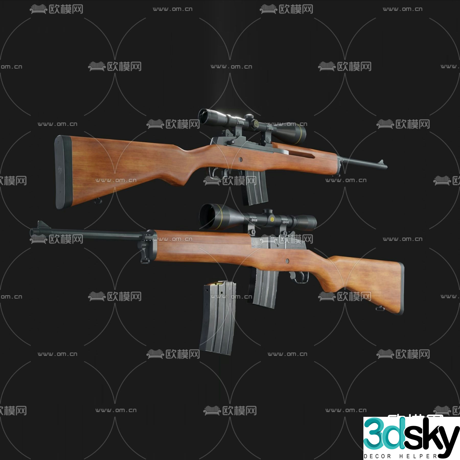 Modern Ruger Mini-14 Ranch Rifle Free 3d Model