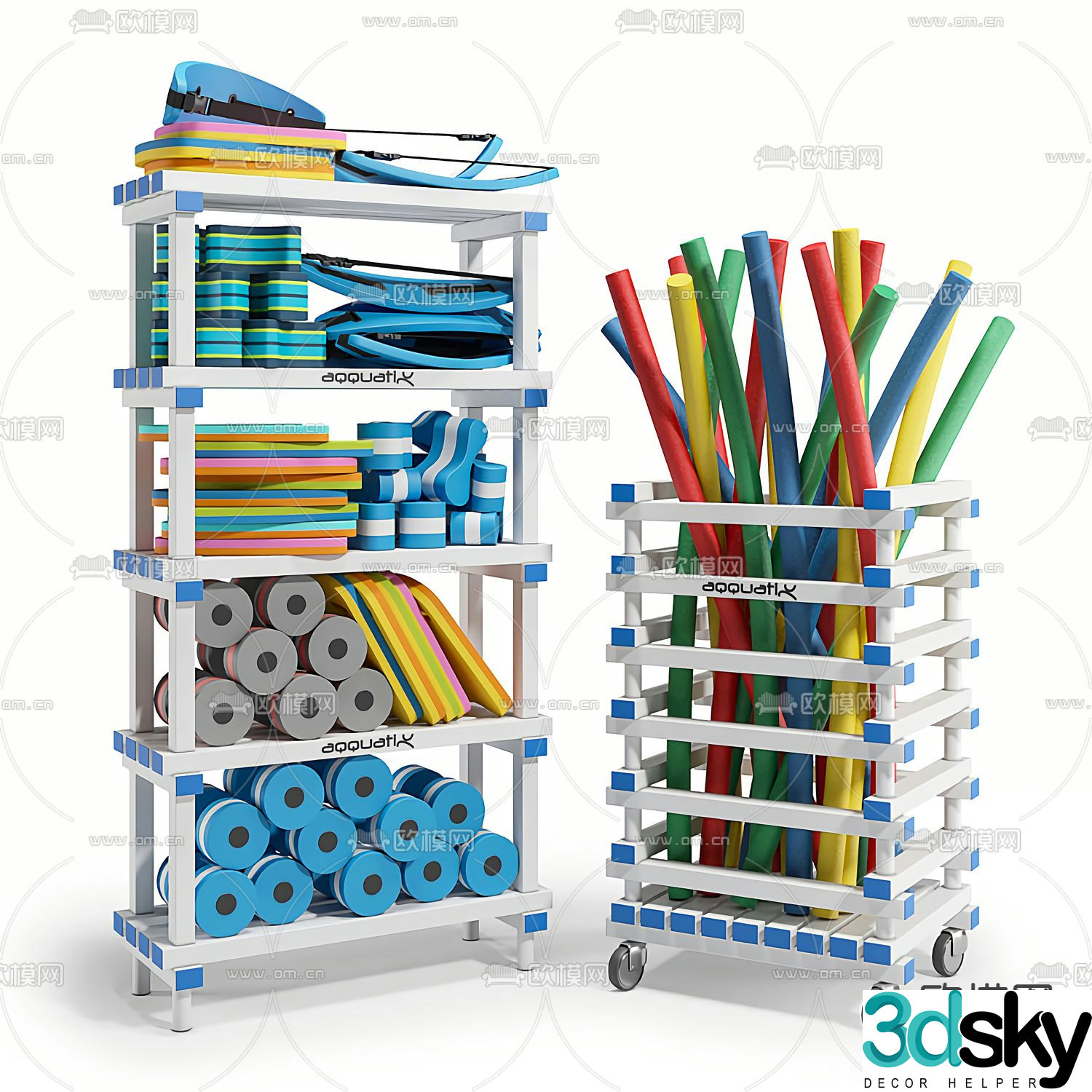 Modern water fitness equipment storage rack 3d model