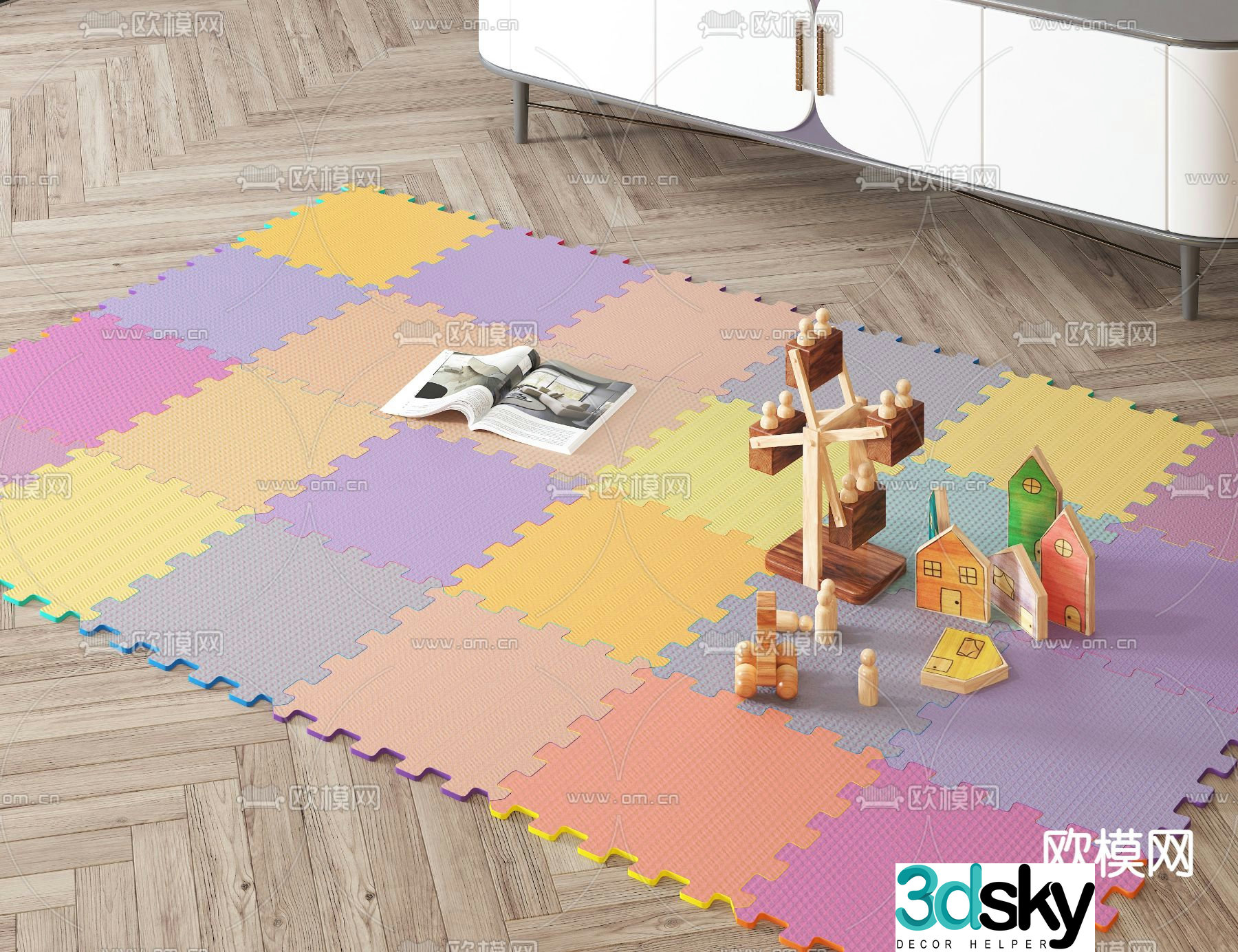 Modern children’s foam spliced â€‹â€‹floor mat 3d model