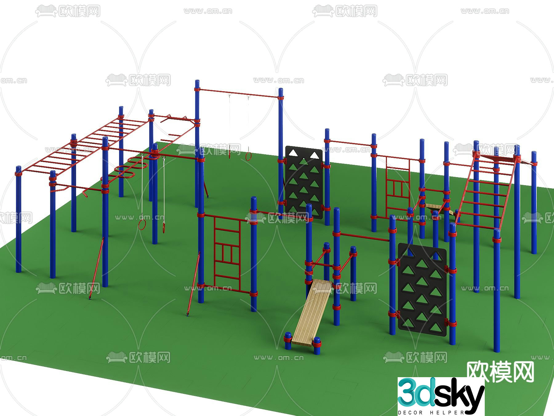 Modern outdoor fitness equipment 3d model