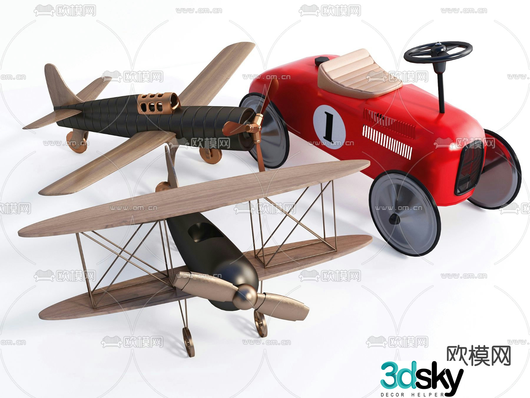 Modern propeller plane toy 3d model
