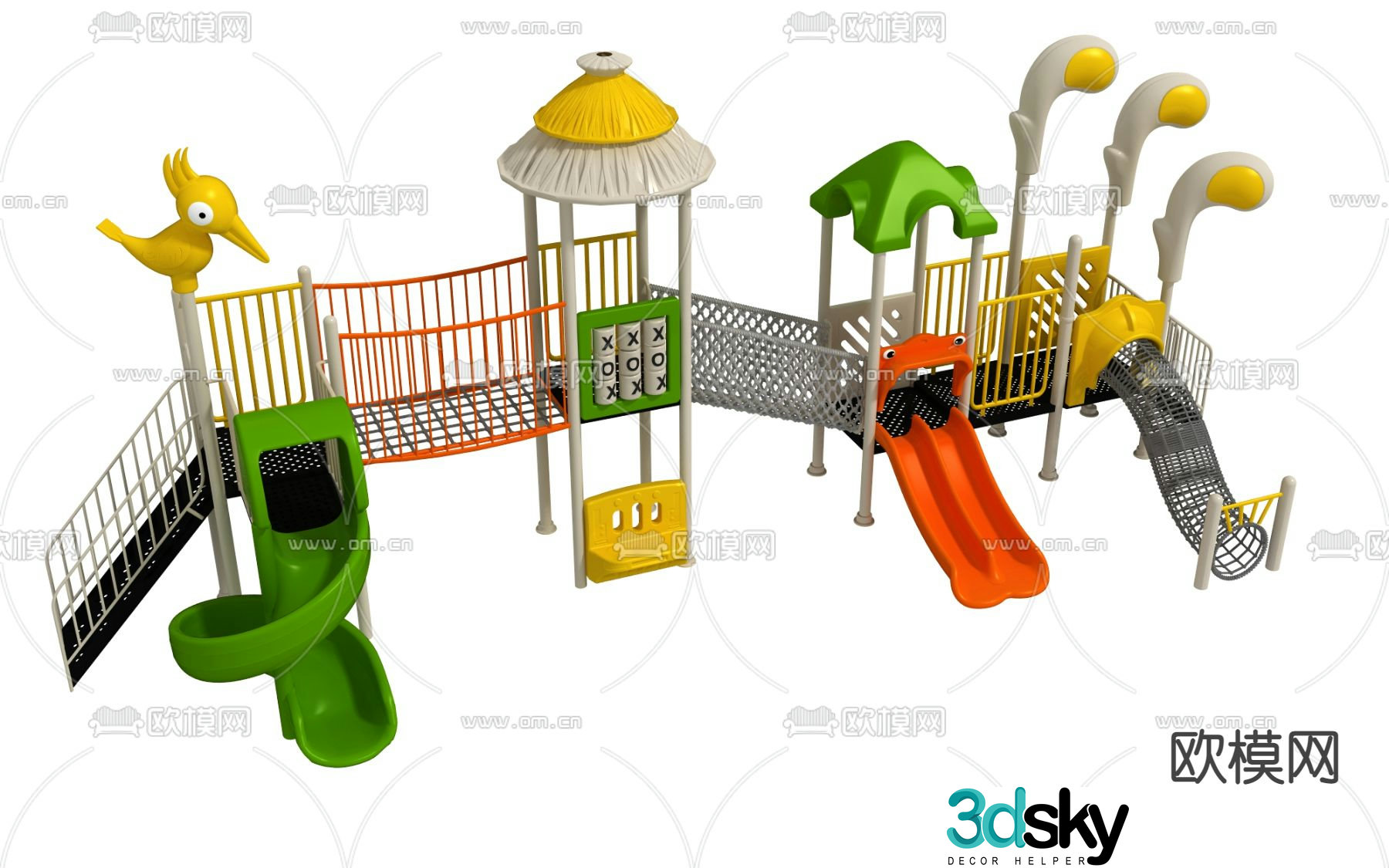 Modern children's slide amusement equipment 3d model