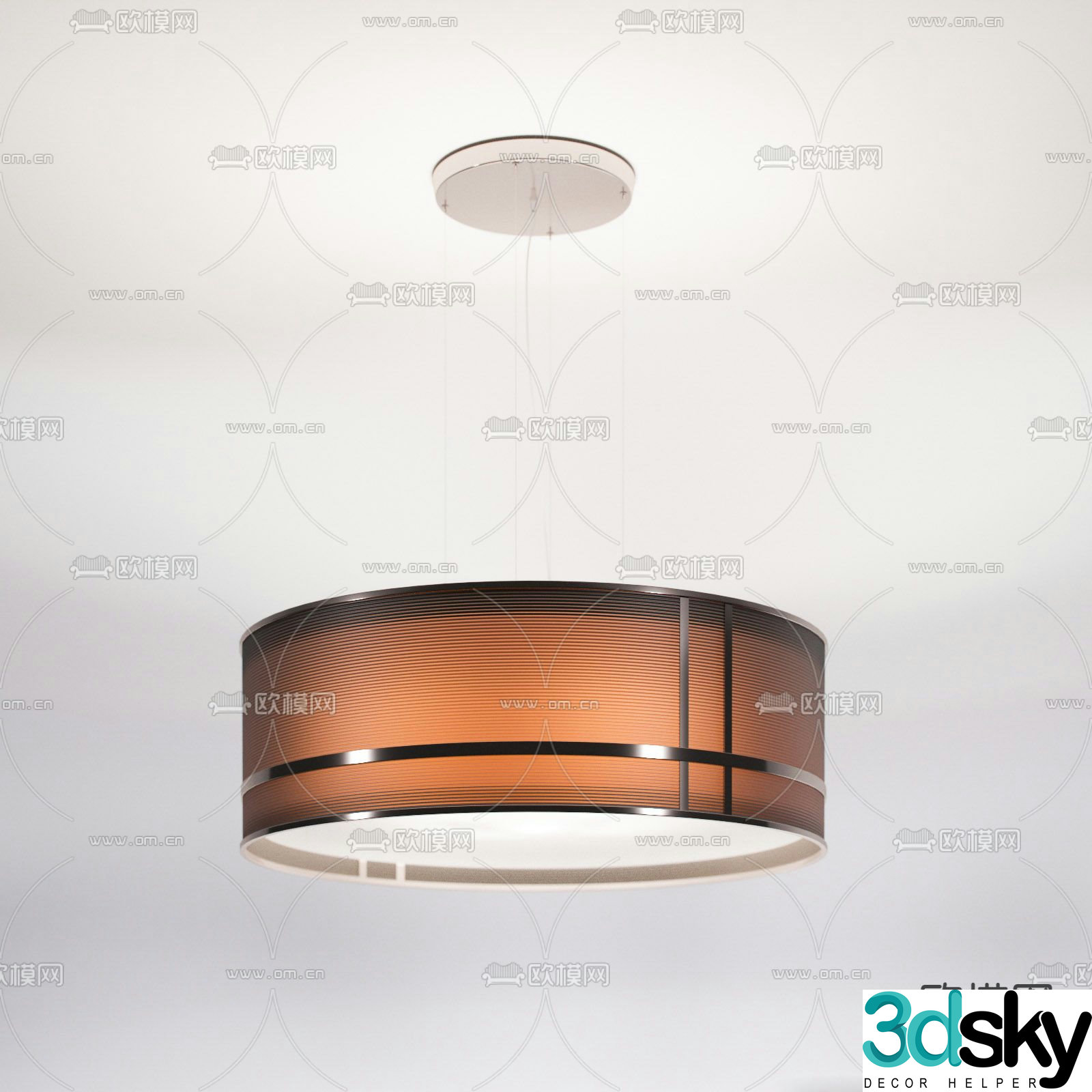 Fendi modern metal round chandelier 3d model