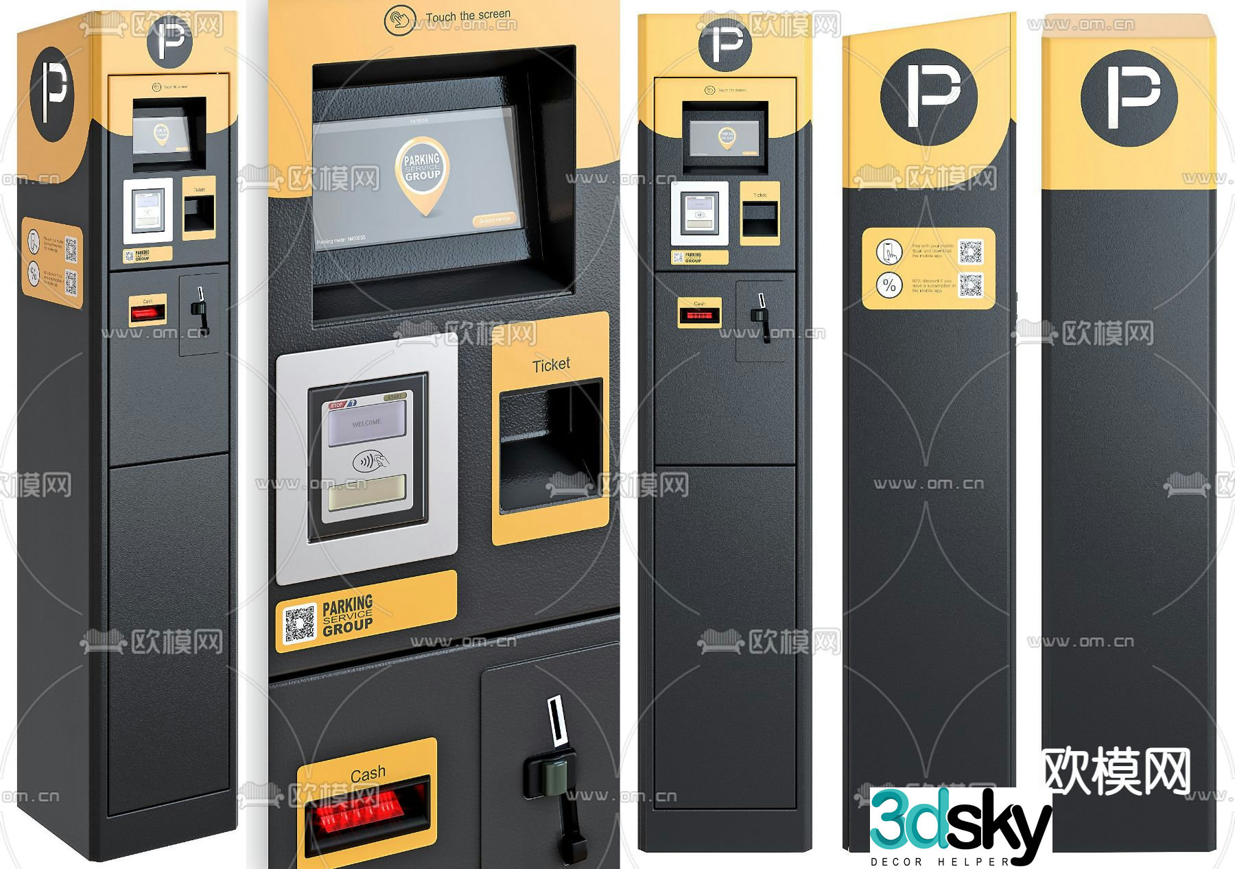 Modern parking lot automatic toll machine timer 3d model