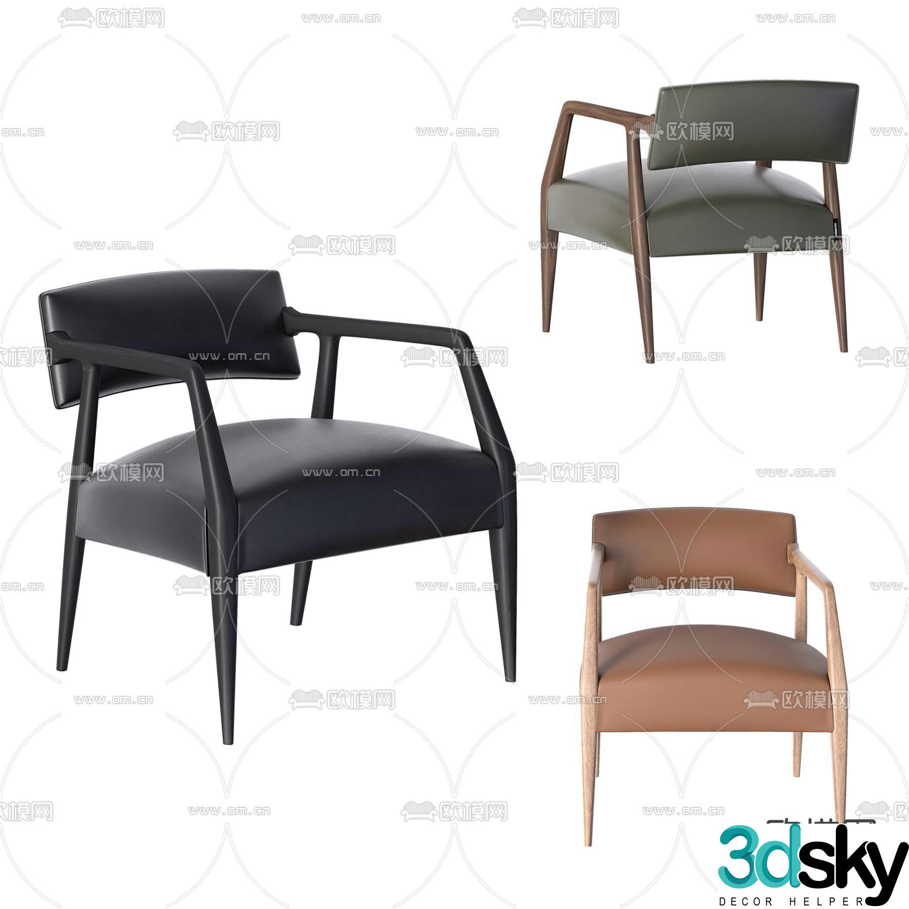 POLIFORM modern leather upholstered side chair 3d model