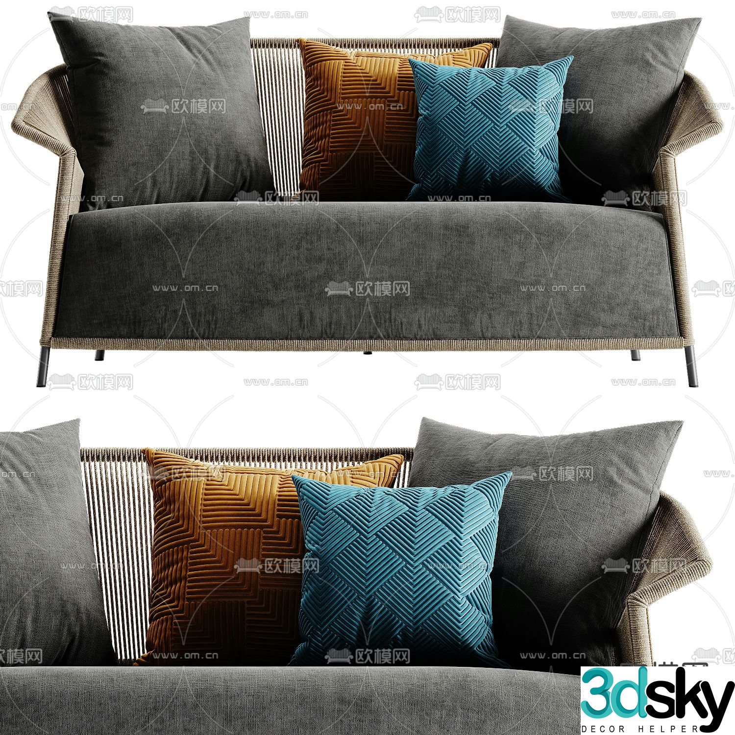 B&B italia modern fabric double sofa 3d model