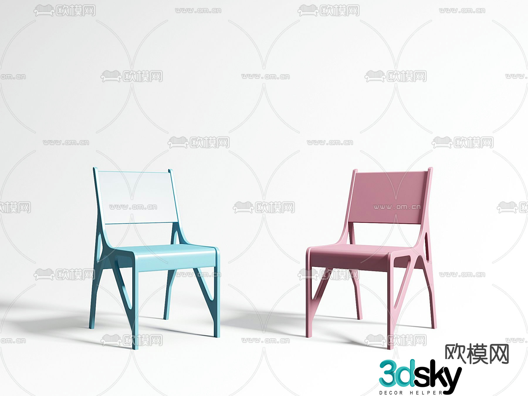 Modern minimalist plastic children’s chair 3d model