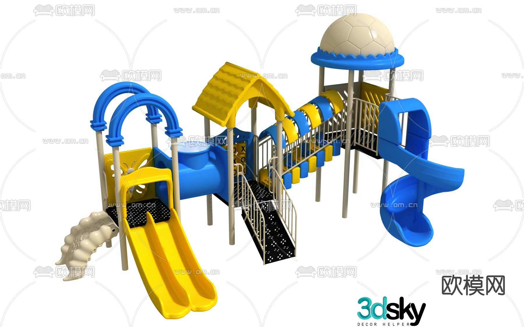 Modern children's slide amusement equipment 3d model