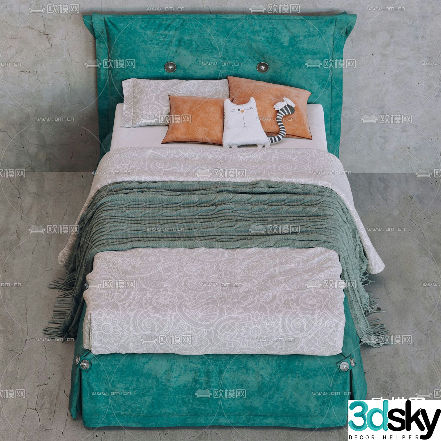 Modern fabric children’s bed 3d model