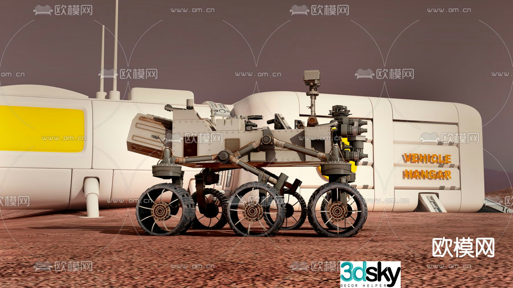 Modern Mars base rover 3d model