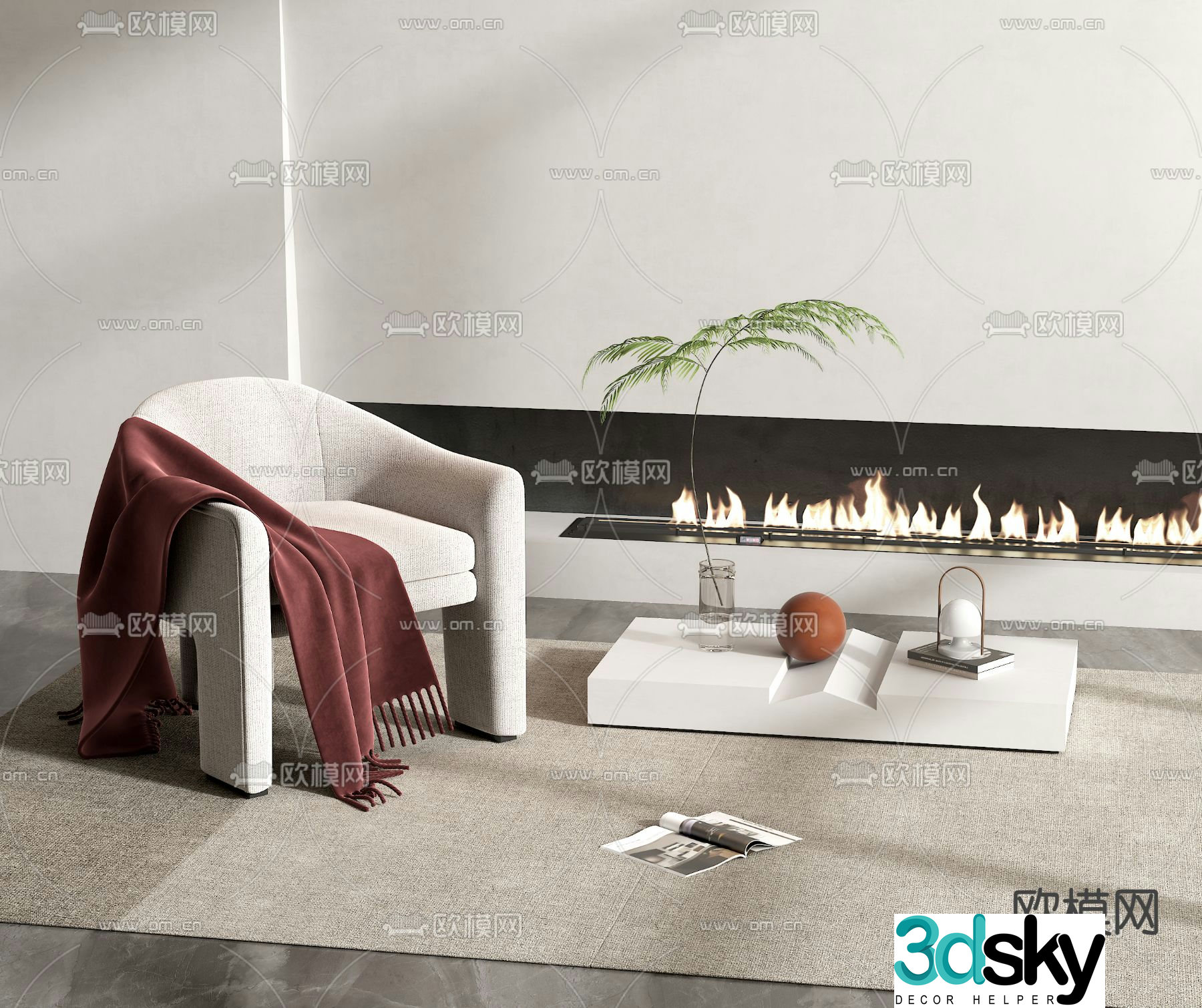 Molteni&C modern cream white lounge chair 3d model