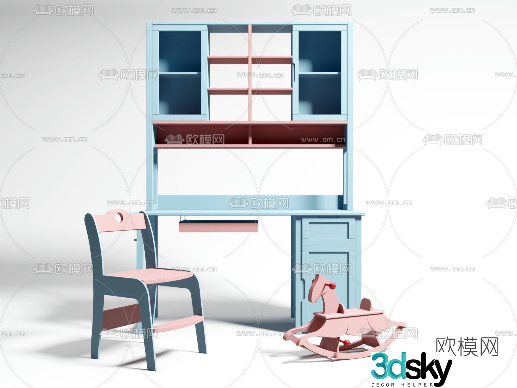 Modern children’s table and chair 3d model