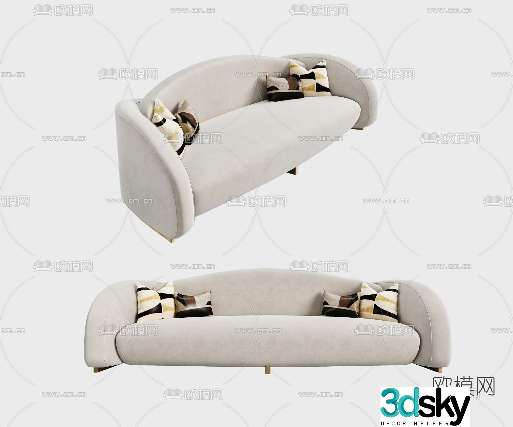Cassina modern beige multi-seat sofa 3d model