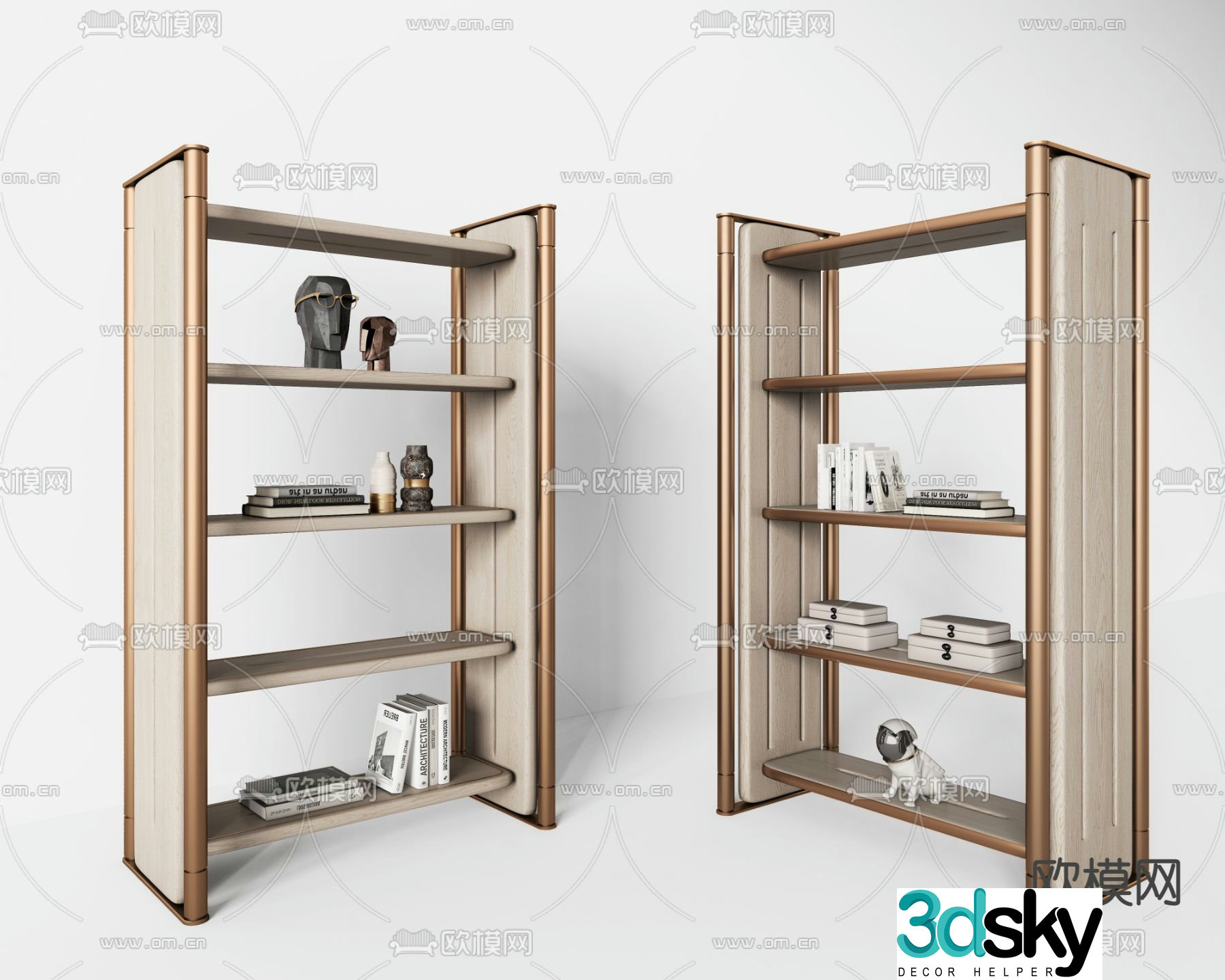 Minotti Milotti modern light luxury bookshelf decorative shelf 3D model
