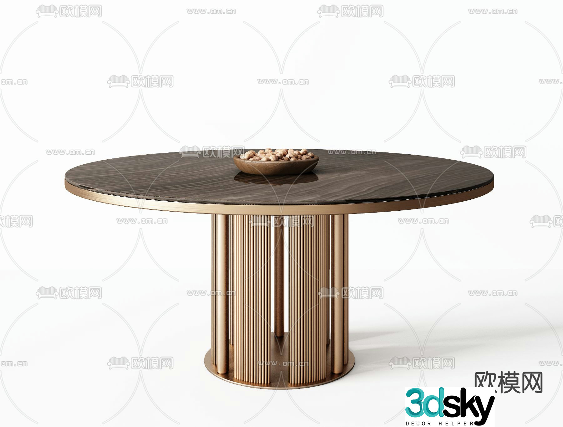 Minotti Milotti modern light luxury dining table combination 3D model