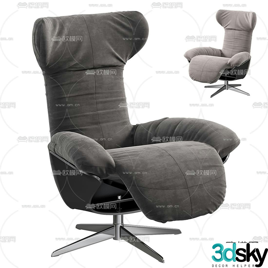Natuzzi modern high back executive chair office chair 3d model