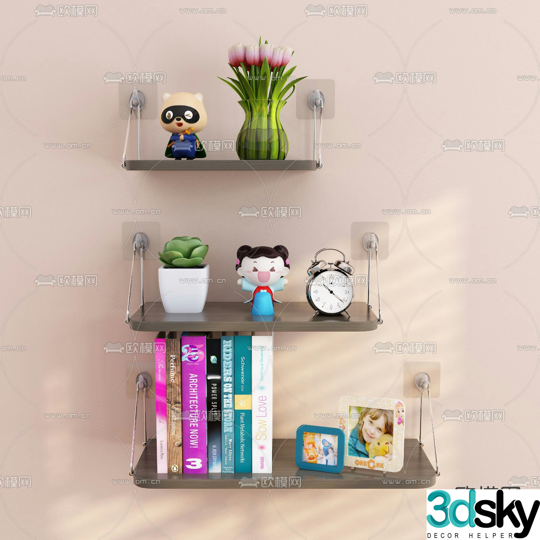 Modern children’s wall decoration shelf 3d model