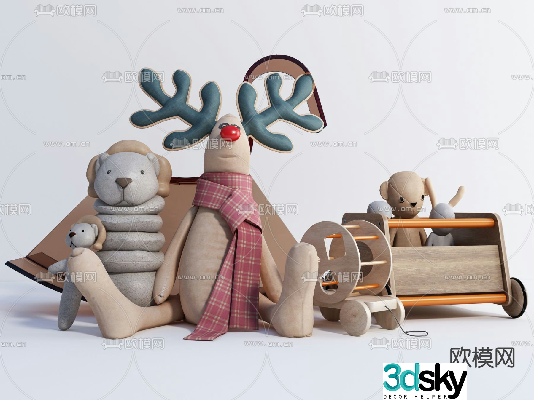 Modern ragdoll plush toy figurine 3d model