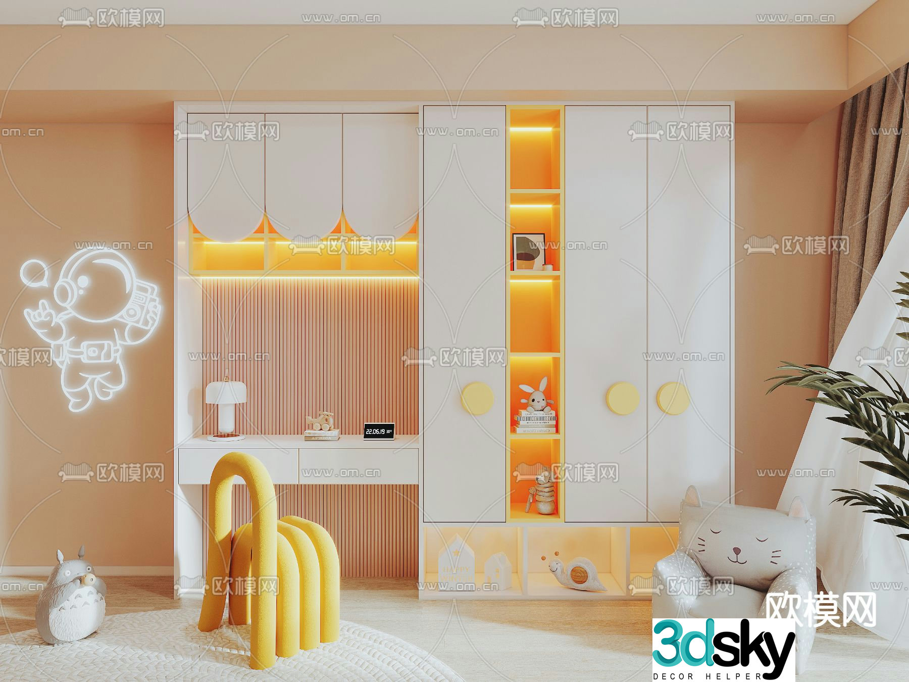 Modern children’s bookcase 3d model