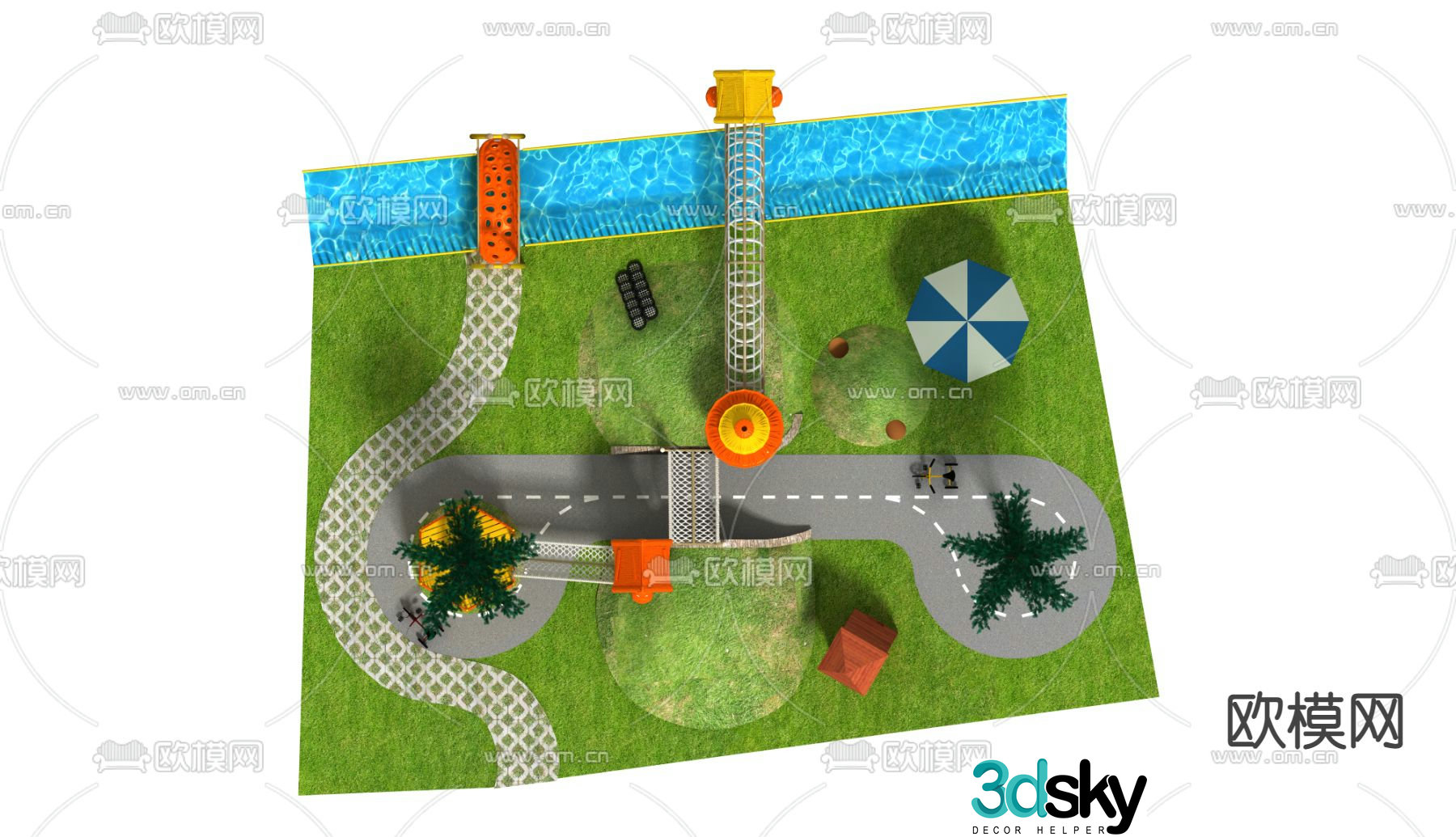 Modern children's playground 3d model
