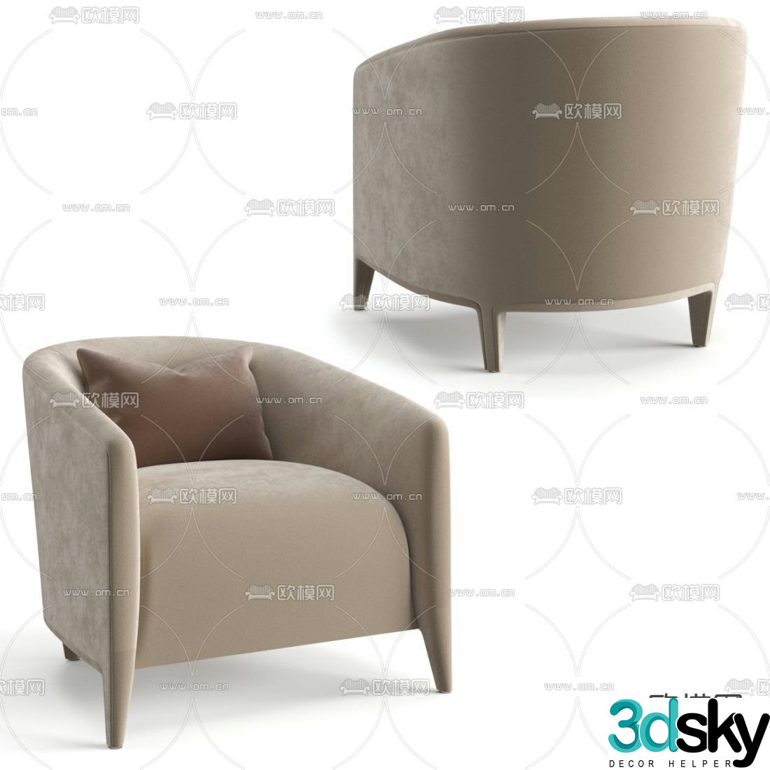 Fendi Casa modern fabric lounge chair 3d model