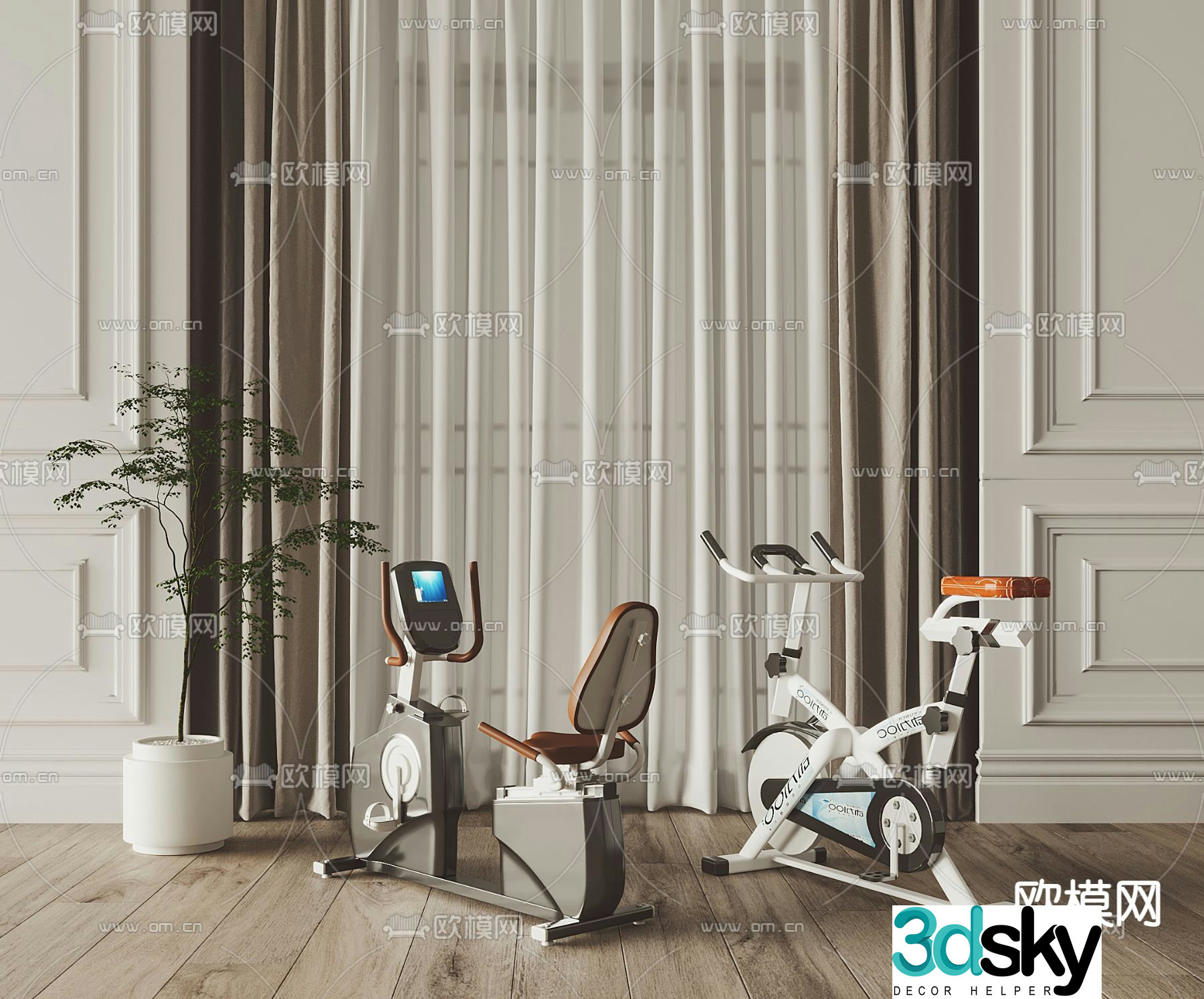 Modern spinning bike 3d model