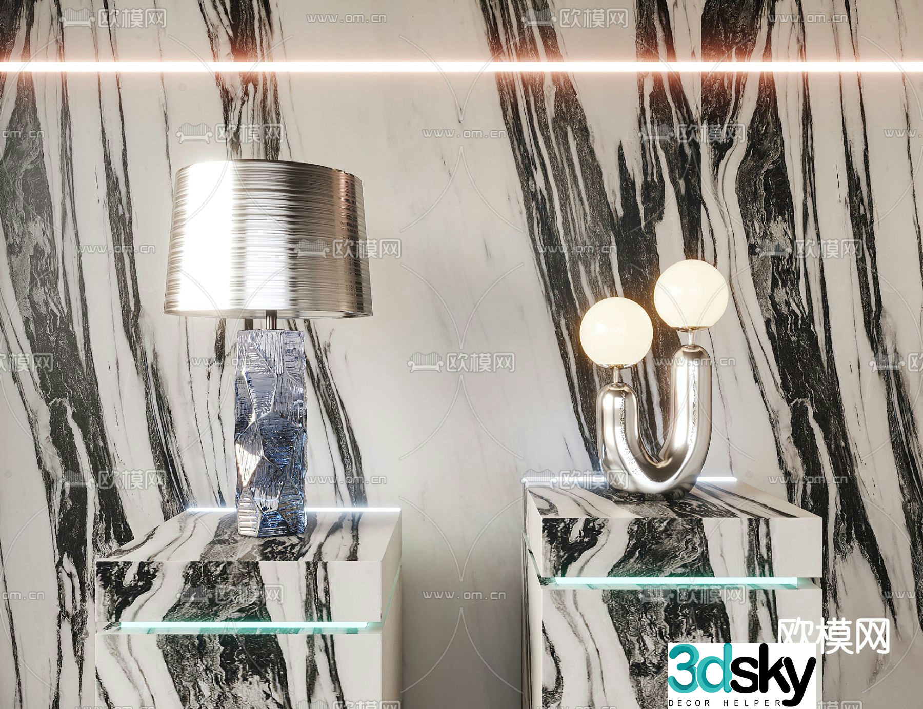 FLOS glass U-shaped table lamp 3d model