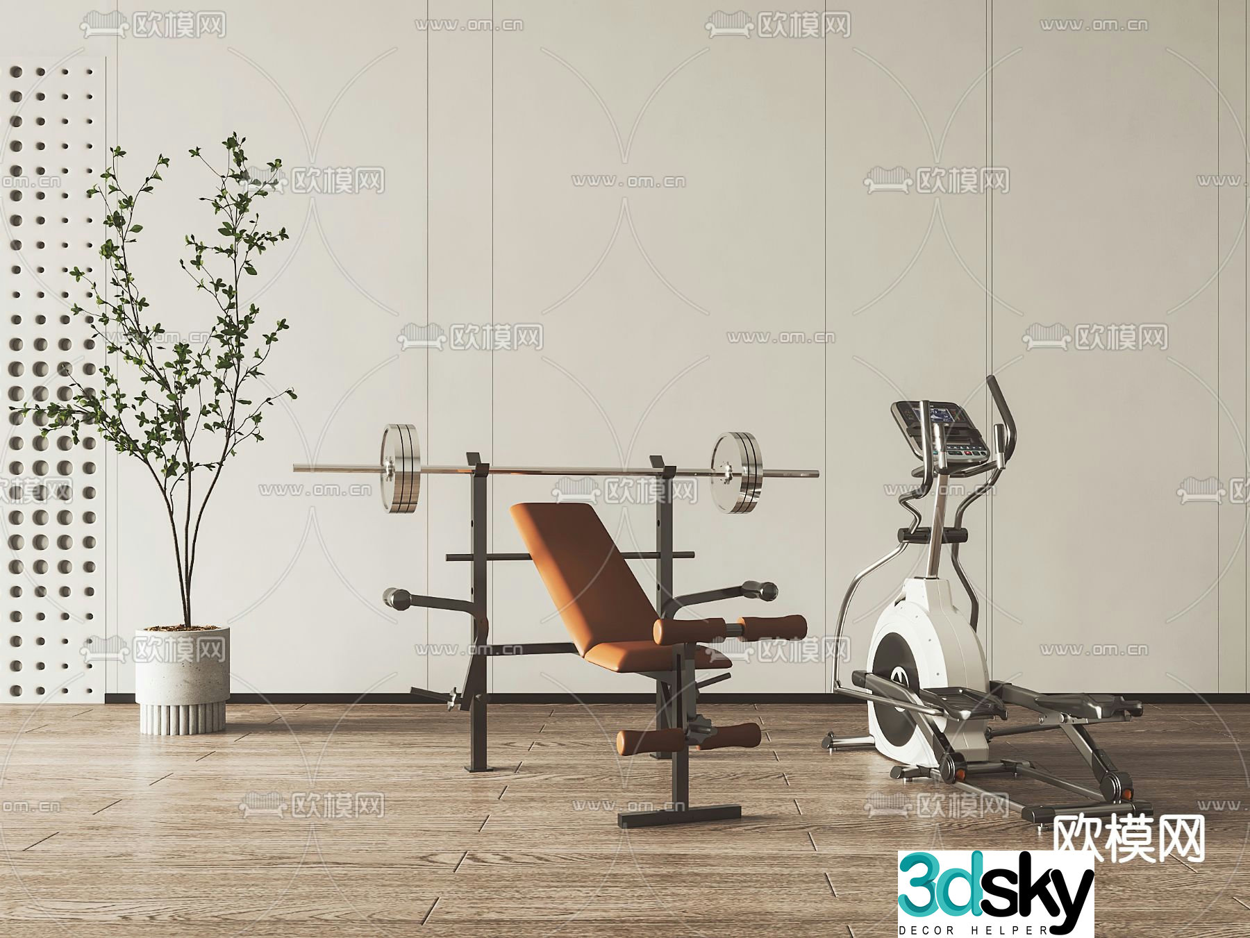 Modern press chair treadmill 3d model