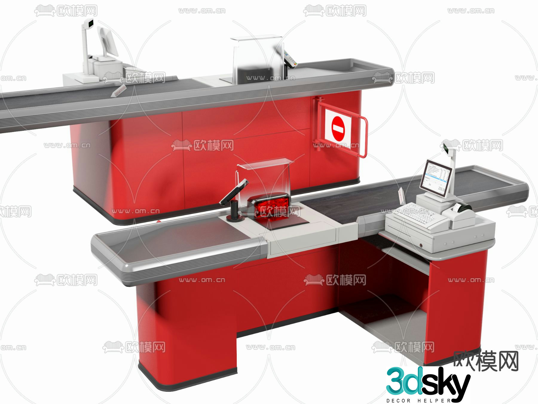 Modern supermarket cashier small ticket machine 3d model