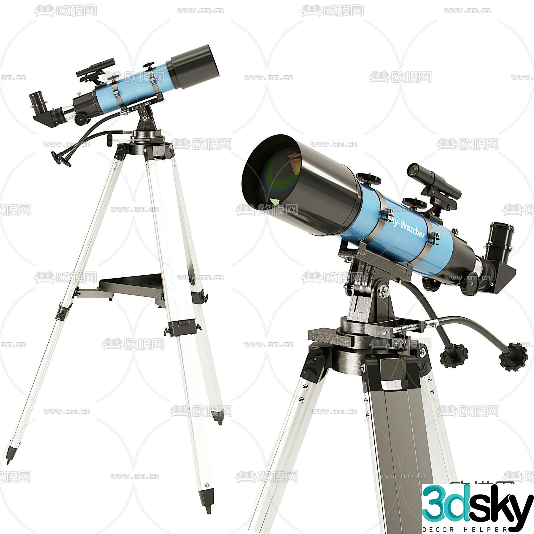 Modern astronomical telescope 3d model