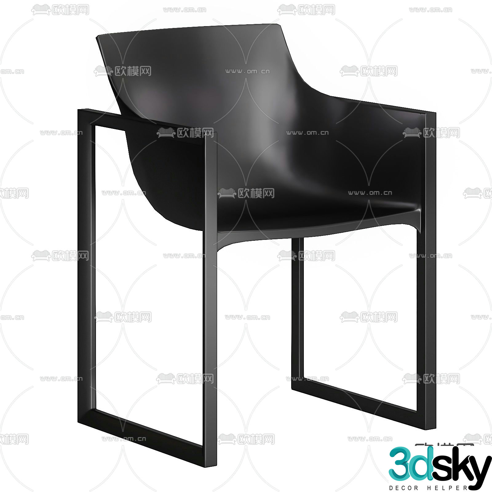 Flexform modern black armchair 3d model