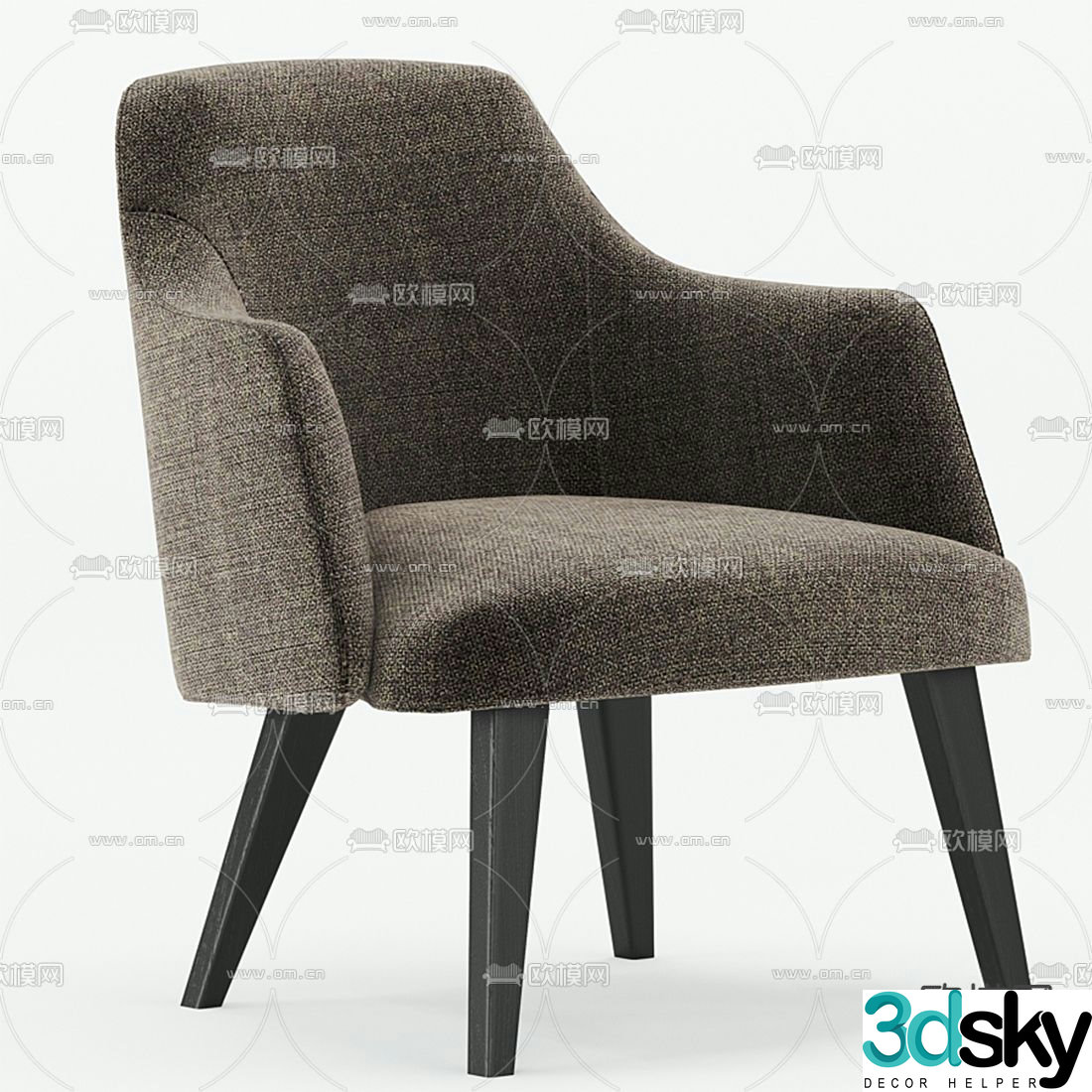 Flexform modern brown fabric lounge chair 3d model