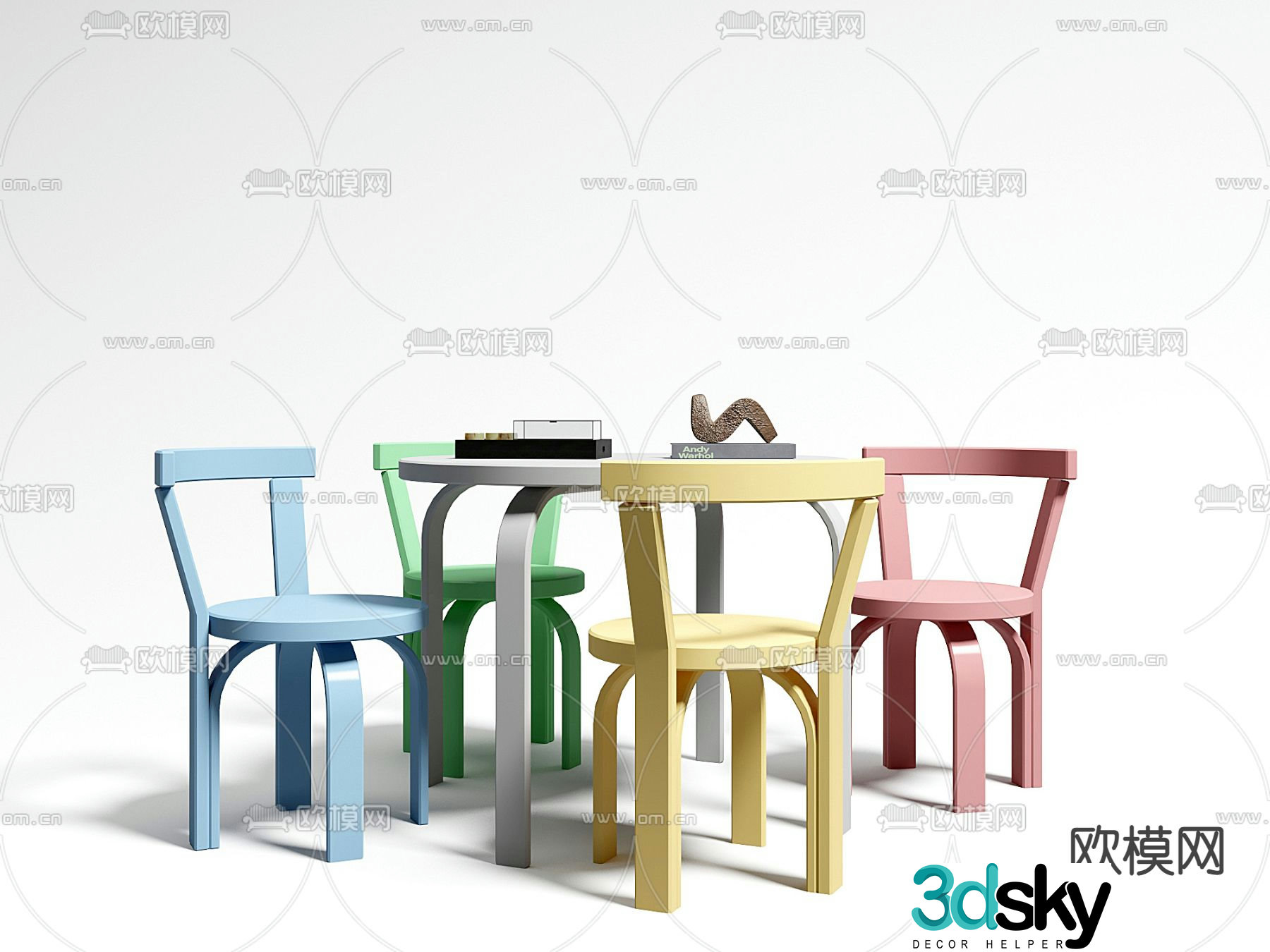 Modern children’s table and chair 3d model