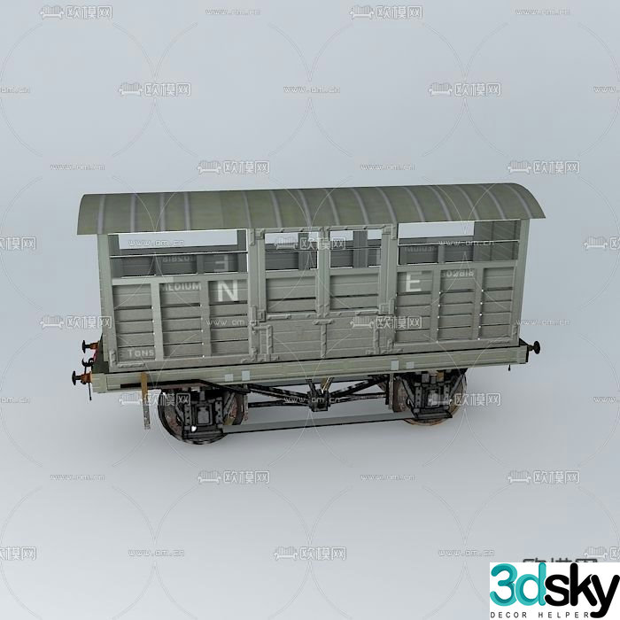 Modern retro livestock carrier rail car free 3d model