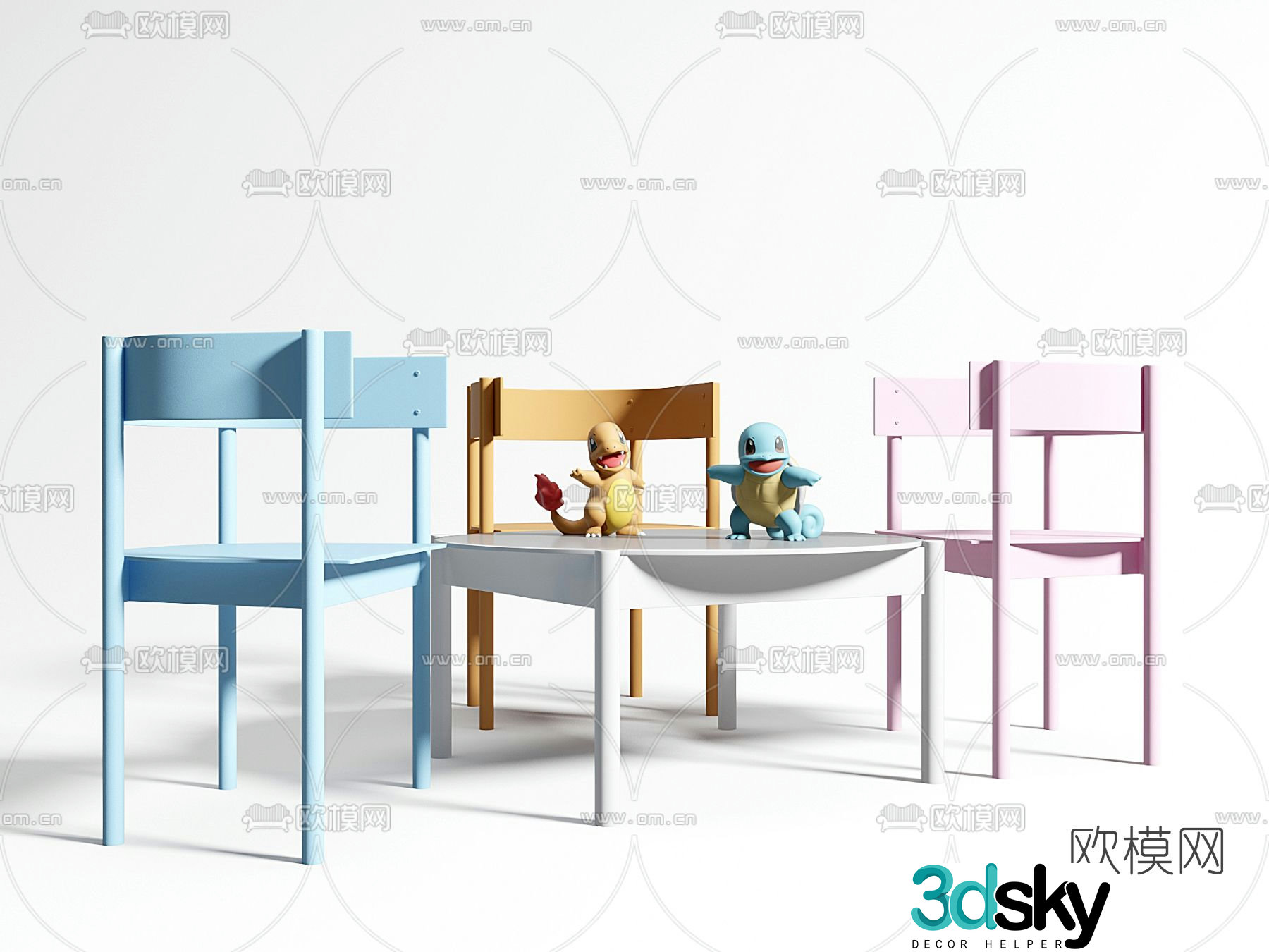 Modern children’s table and chair 3d model