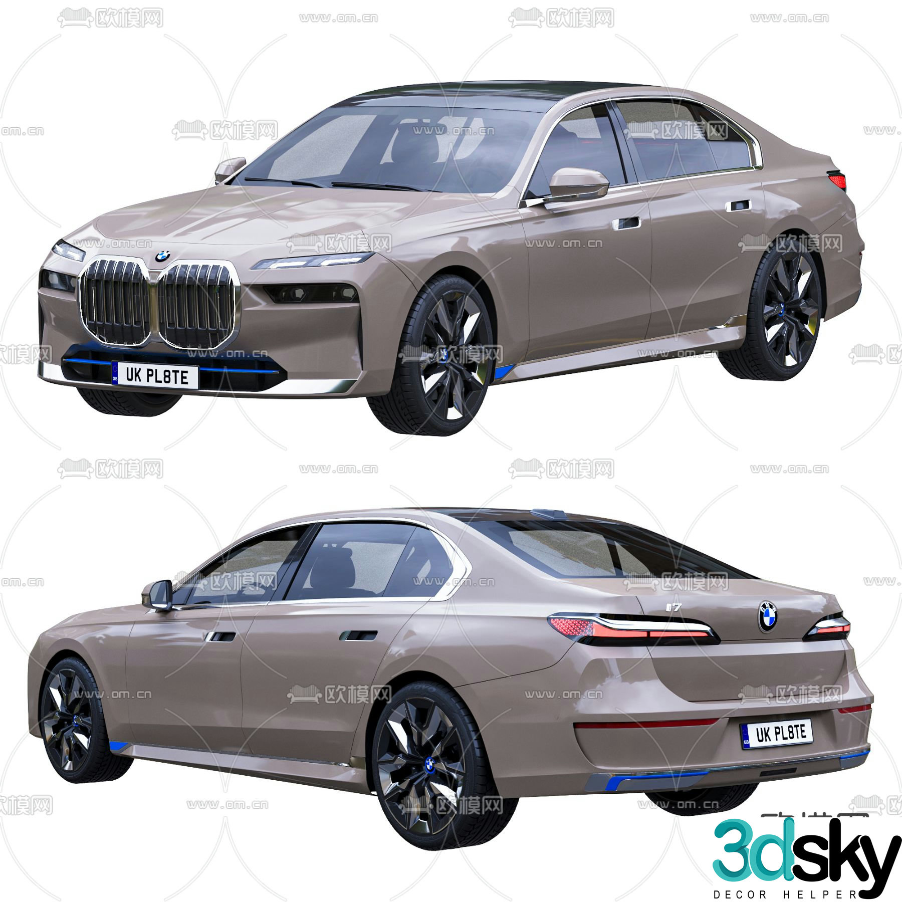 Modern BMW i7 car 3d model