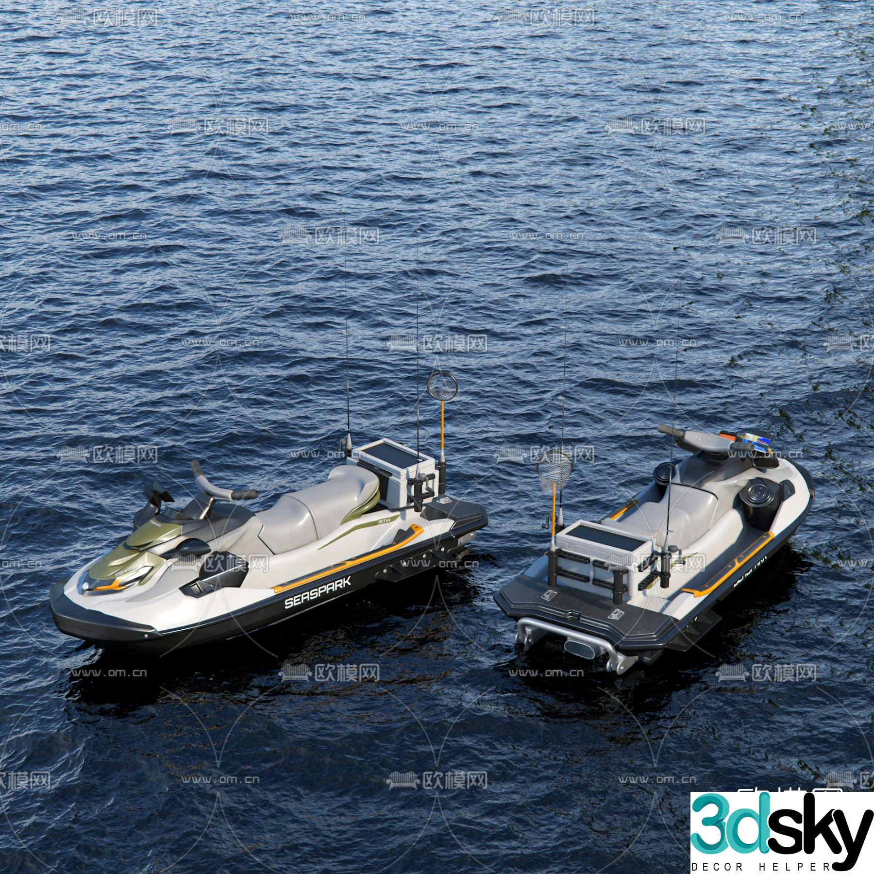 Modern motorboat 3d model