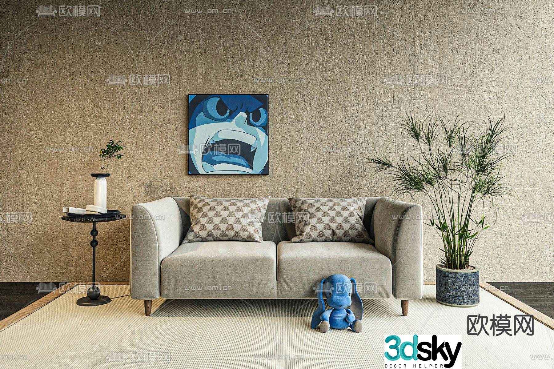 Minotti modern fabric lounge sofa 3d model