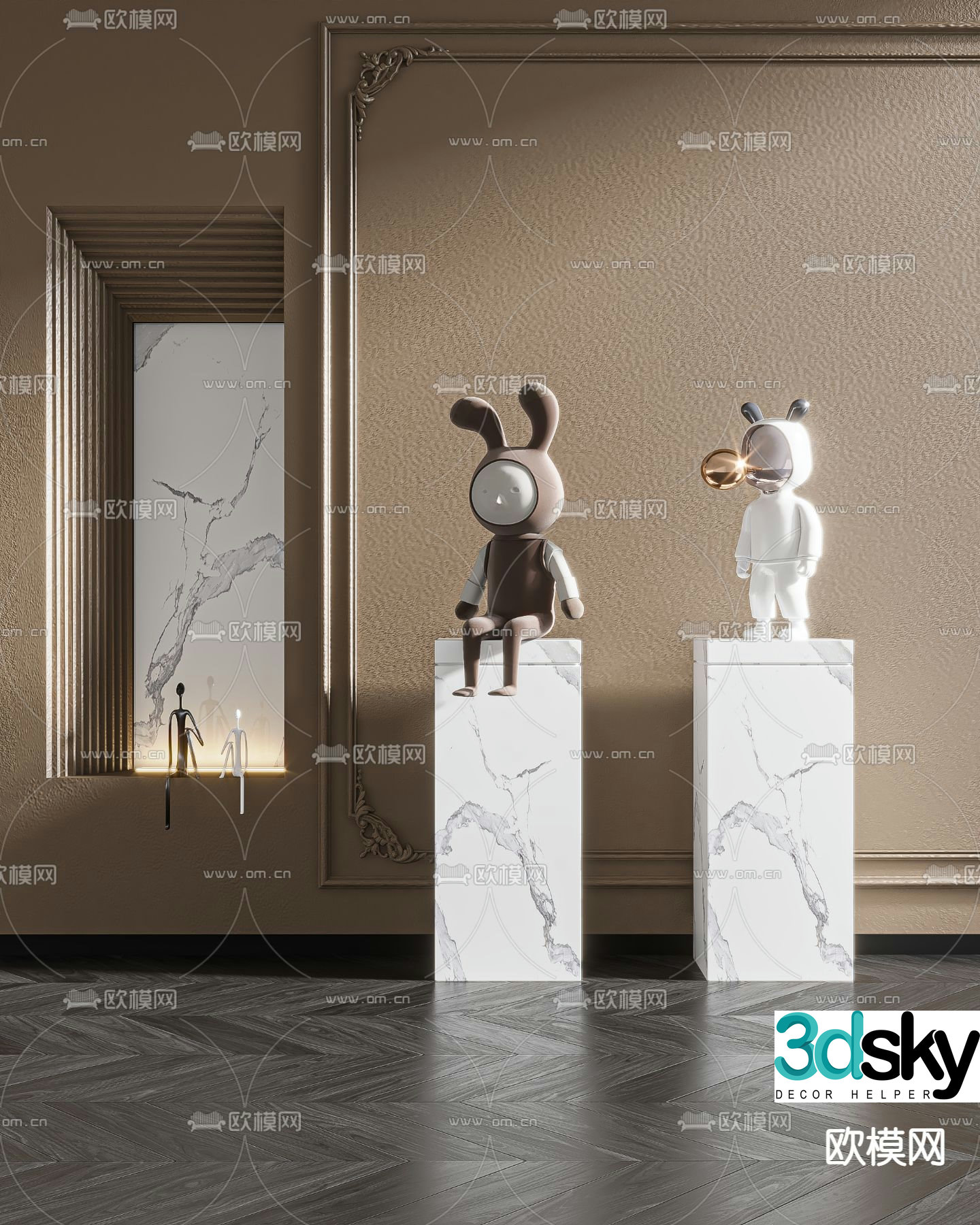 Modern Kaws trendy sculpture ornaments 3D model