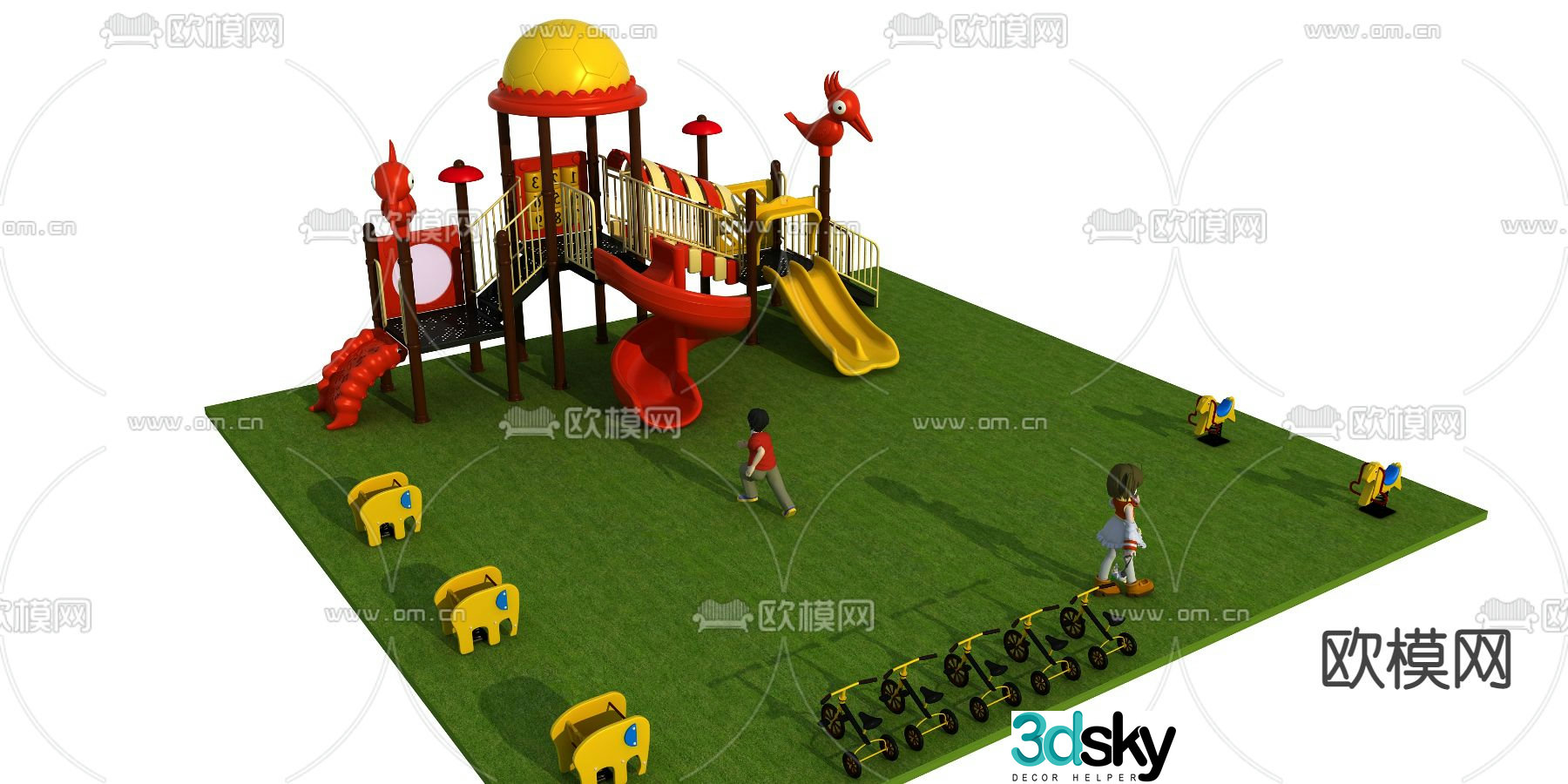 Modern children's slide ride 3d model