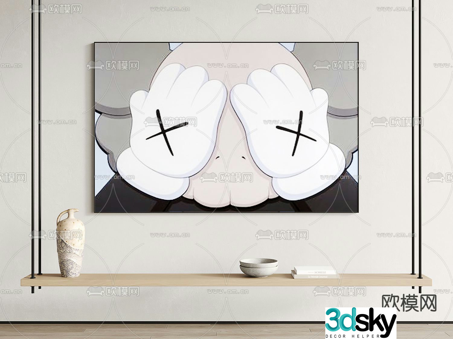 modern kaws decorative painting 3d model
