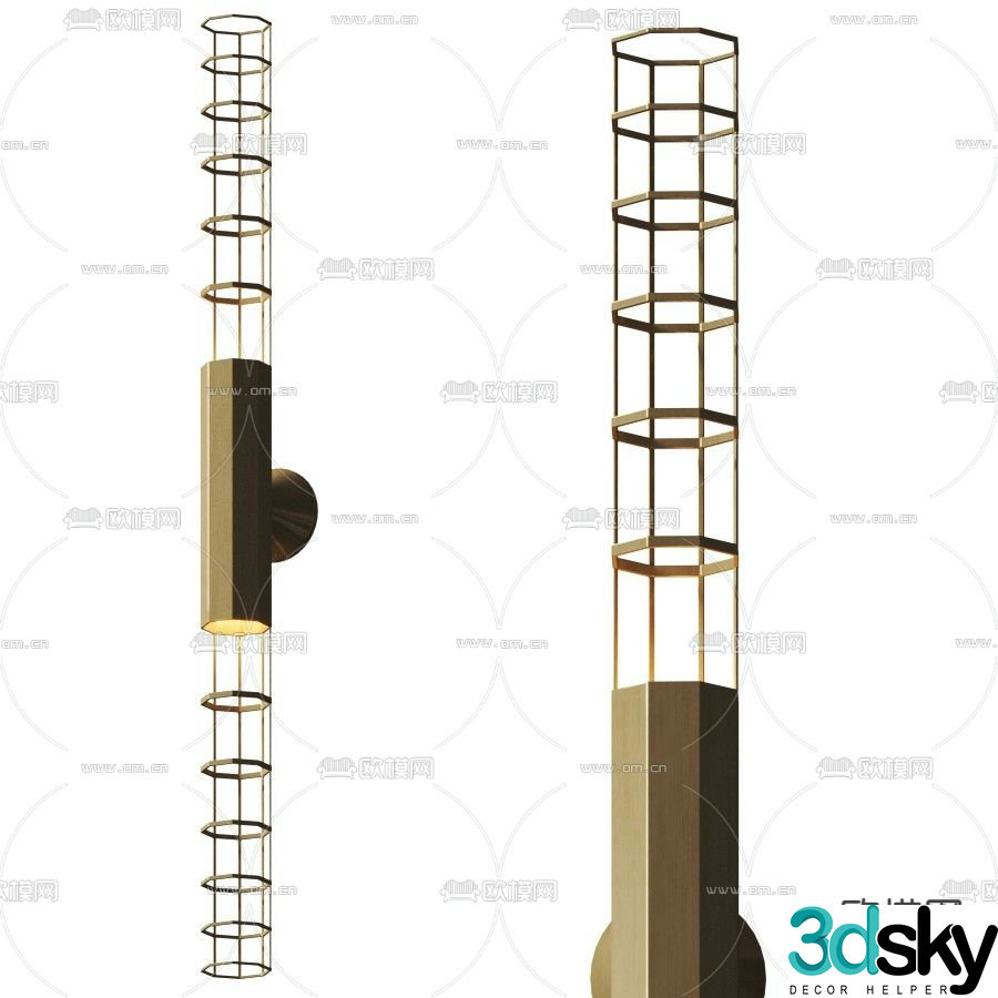 baxter modern metal round wall light 3d model