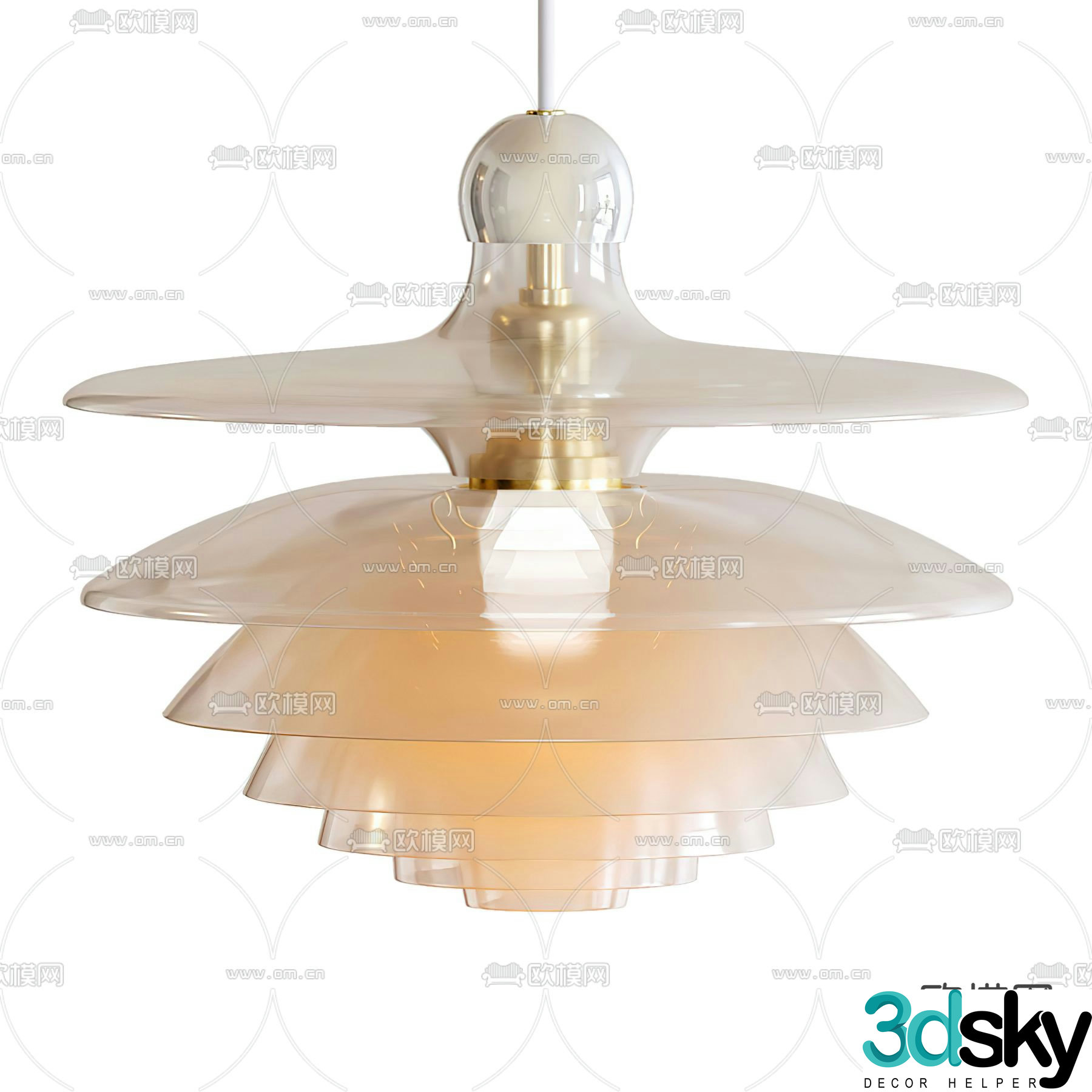 flos modern acrylic multi-layer chandelier 3d model