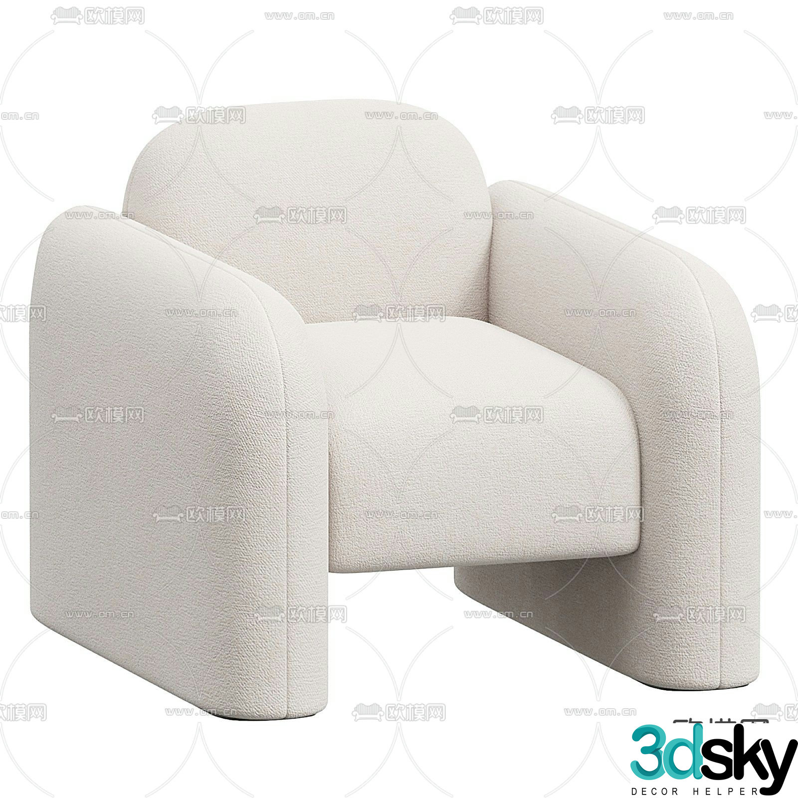 poliform modern white fabric leisure sofa 3d model