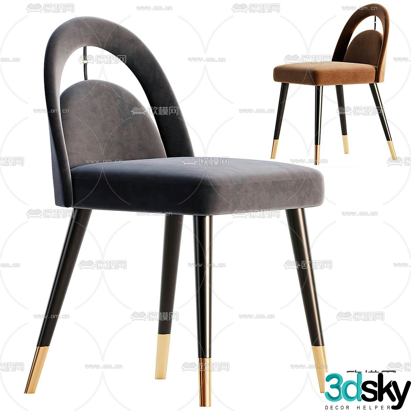 Pertica modern gray fabric lounge chair 3d model
