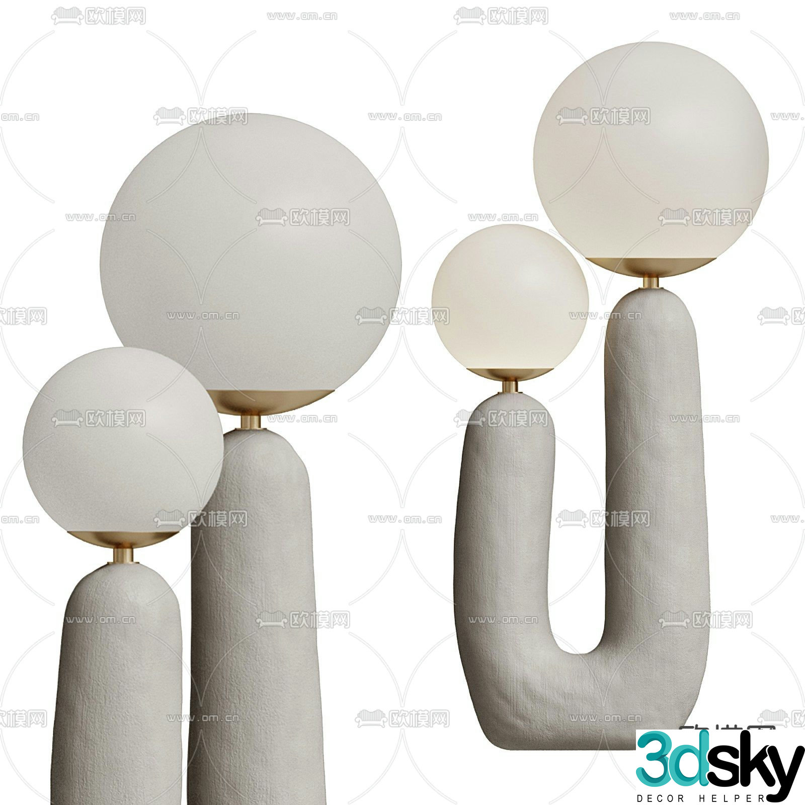 FLOS modern plaster U-shaped creative table lamp 3d model
