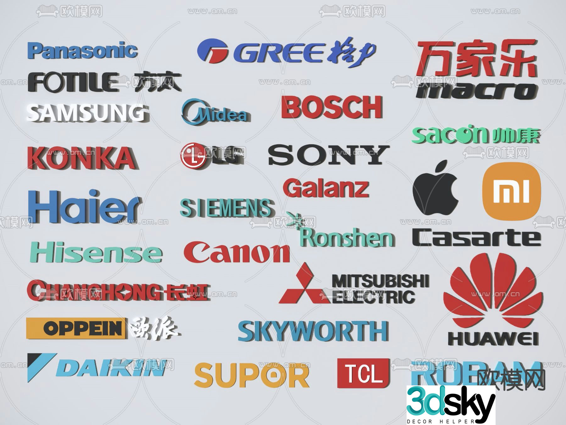 Modern famous electrical appliance trademark brand logo 3d model