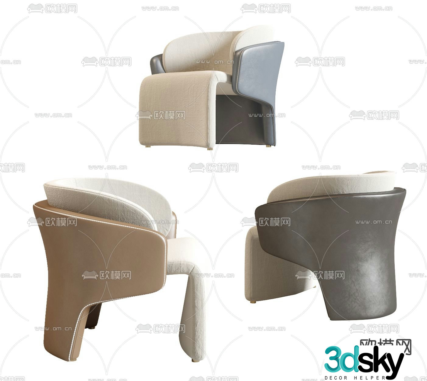 Poliform modern fabric single sofa 3d model